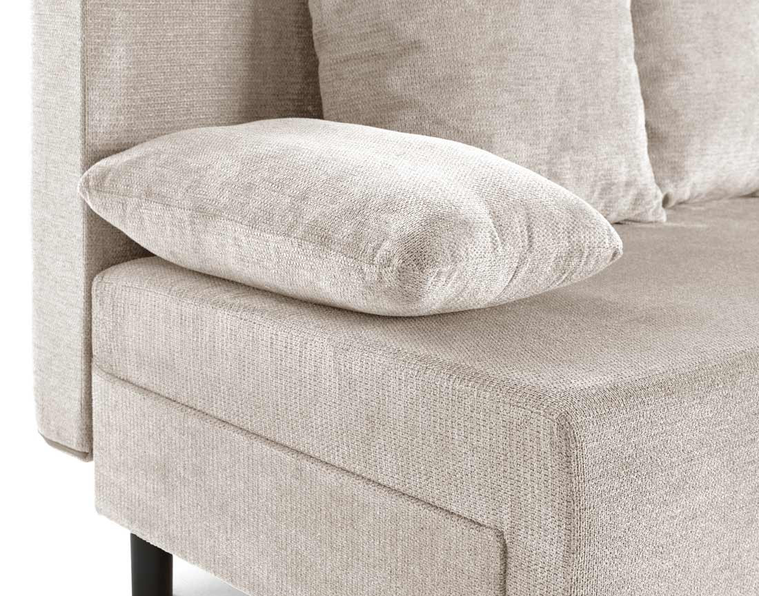 Canapé d'angle réversible 4 places convertible avec coffre en tissu texturé Gloria