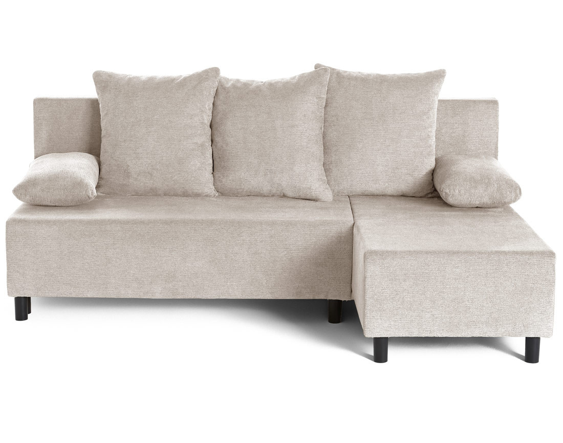 Canapé d'angle réversible 4 places convertible avec coffre en tissu texturé Gloria