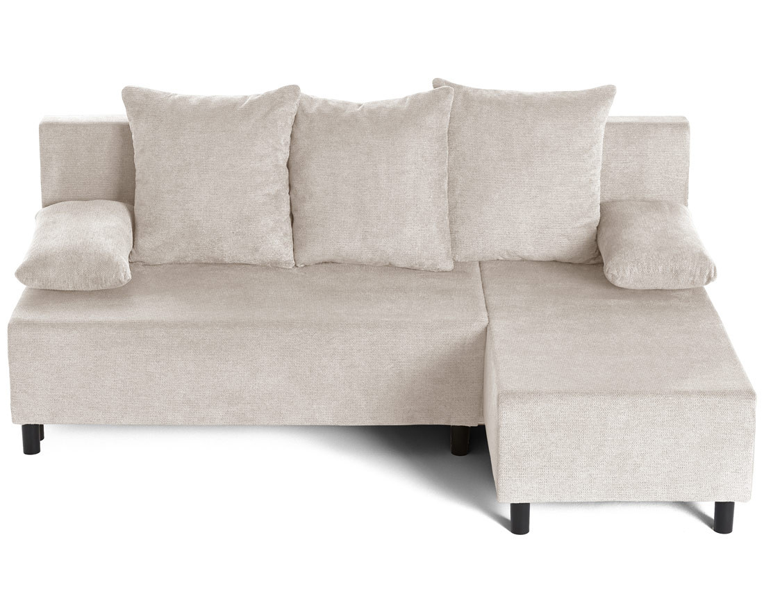 Canapé d'angle réversible 4 places convertible avec coffre en tissu texturé Gloria