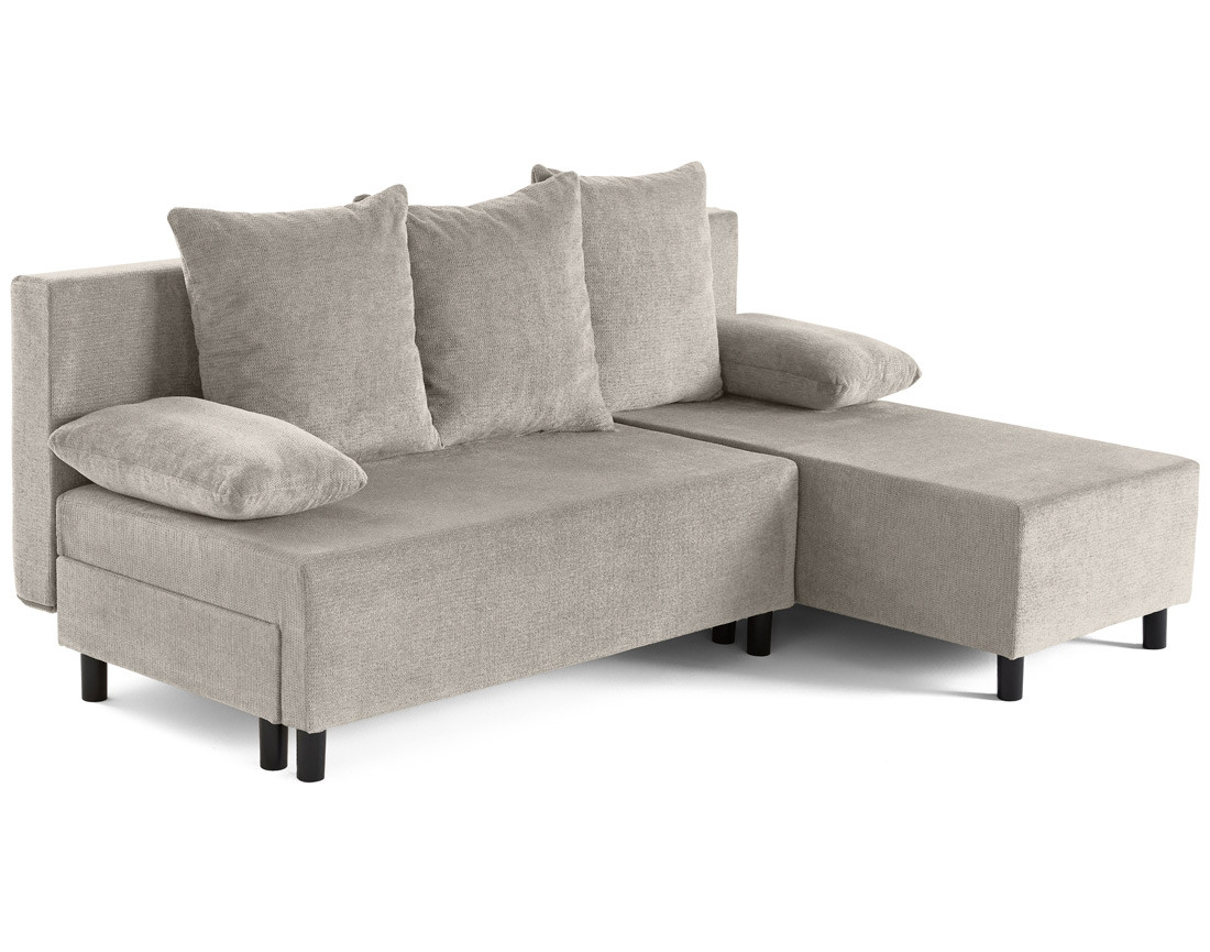 Canapé d'angle réversible 4 places convertible avec coffre en tissu texturé Gloria