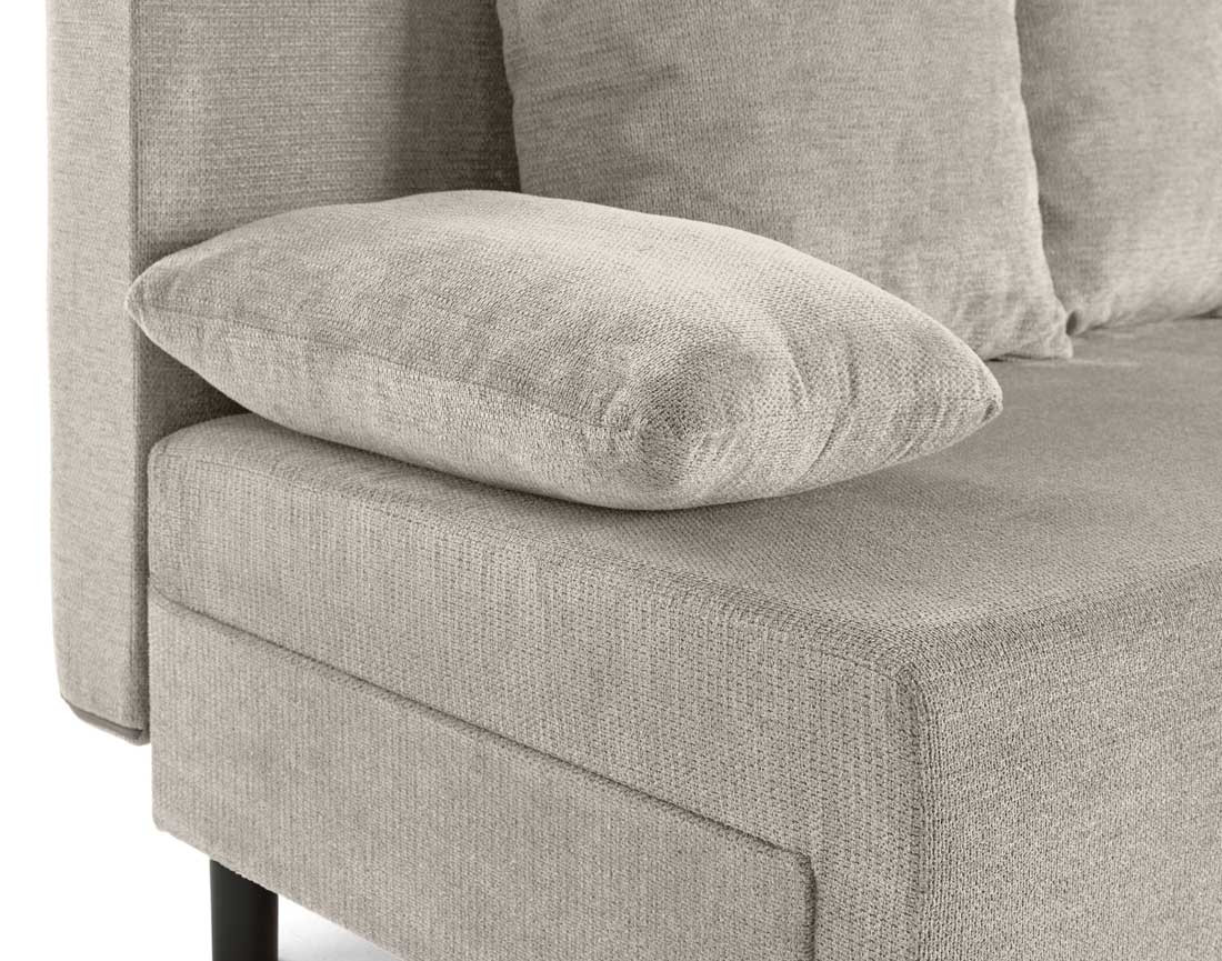 Canapé d'angle réversible 4 places convertible avec coffre en tissu texturé Gloria