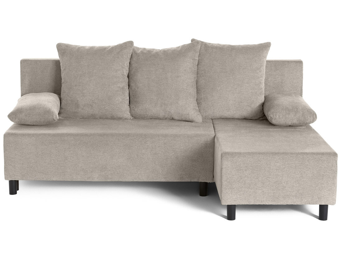 Canapé d'angle réversible 4 places convertible avec coffre en tissu texturé Gloria