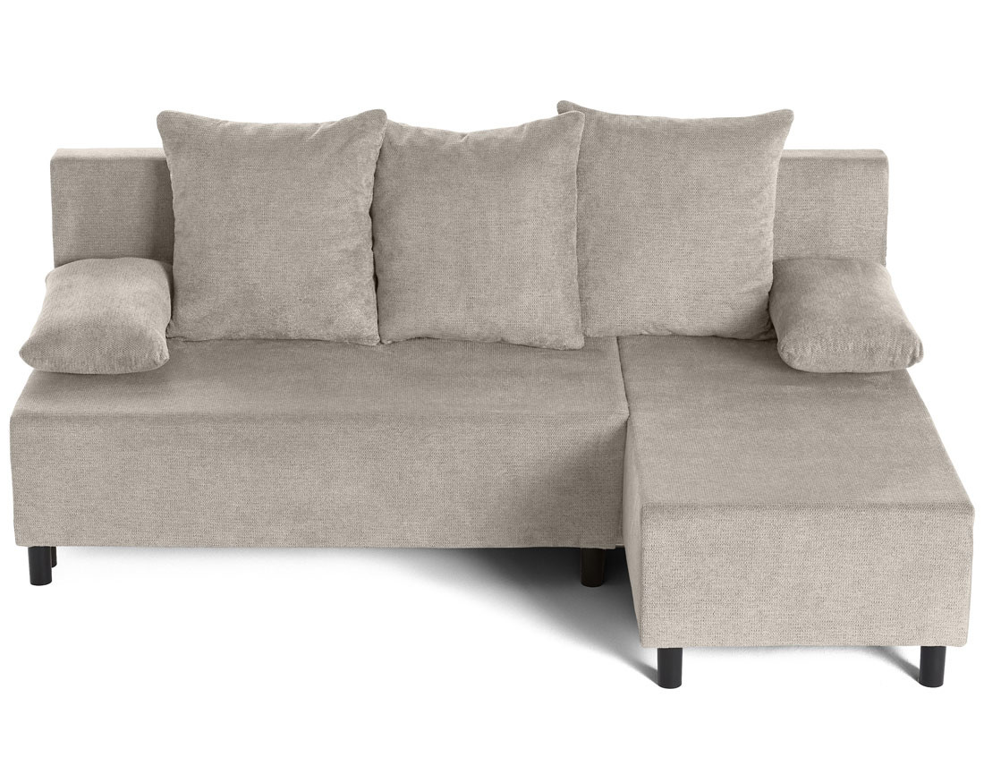 Canapé d'angle réversible 4 places convertible avec coffre en tissu texturé Gloria