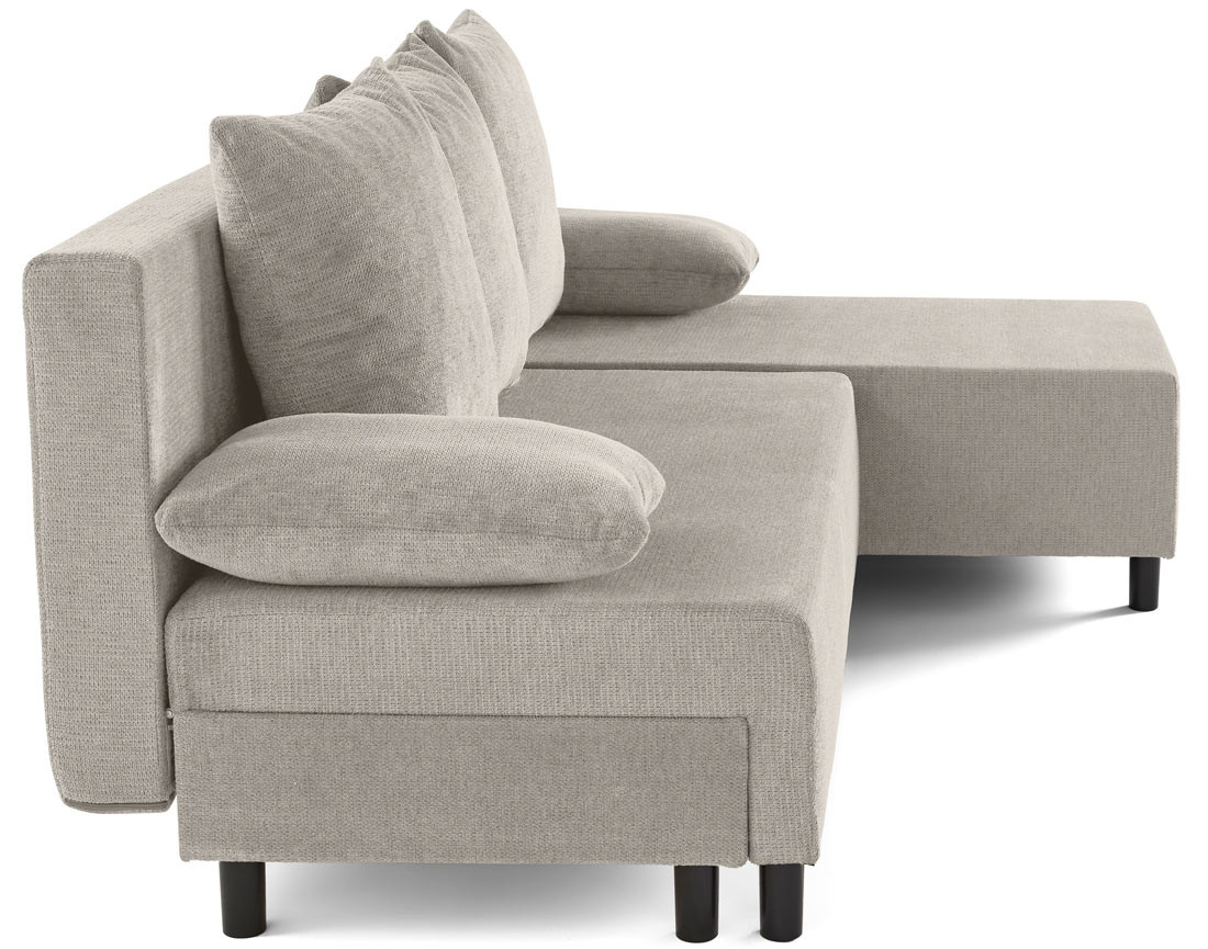 Canapé d'angle réversible 4 places convertible avec coffre en tissu texturé Gloria