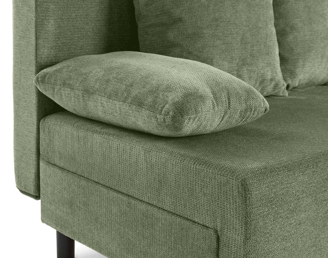 Canapé d'angle réversible 4 places convertible avec coffre en tissu texturé Gloria