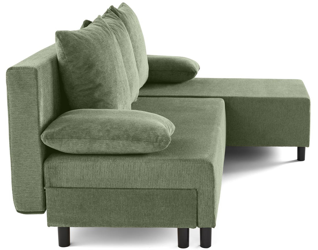 Canapé d'angle réversible 4 places convertible avec coffre en tissu texturé Gloria