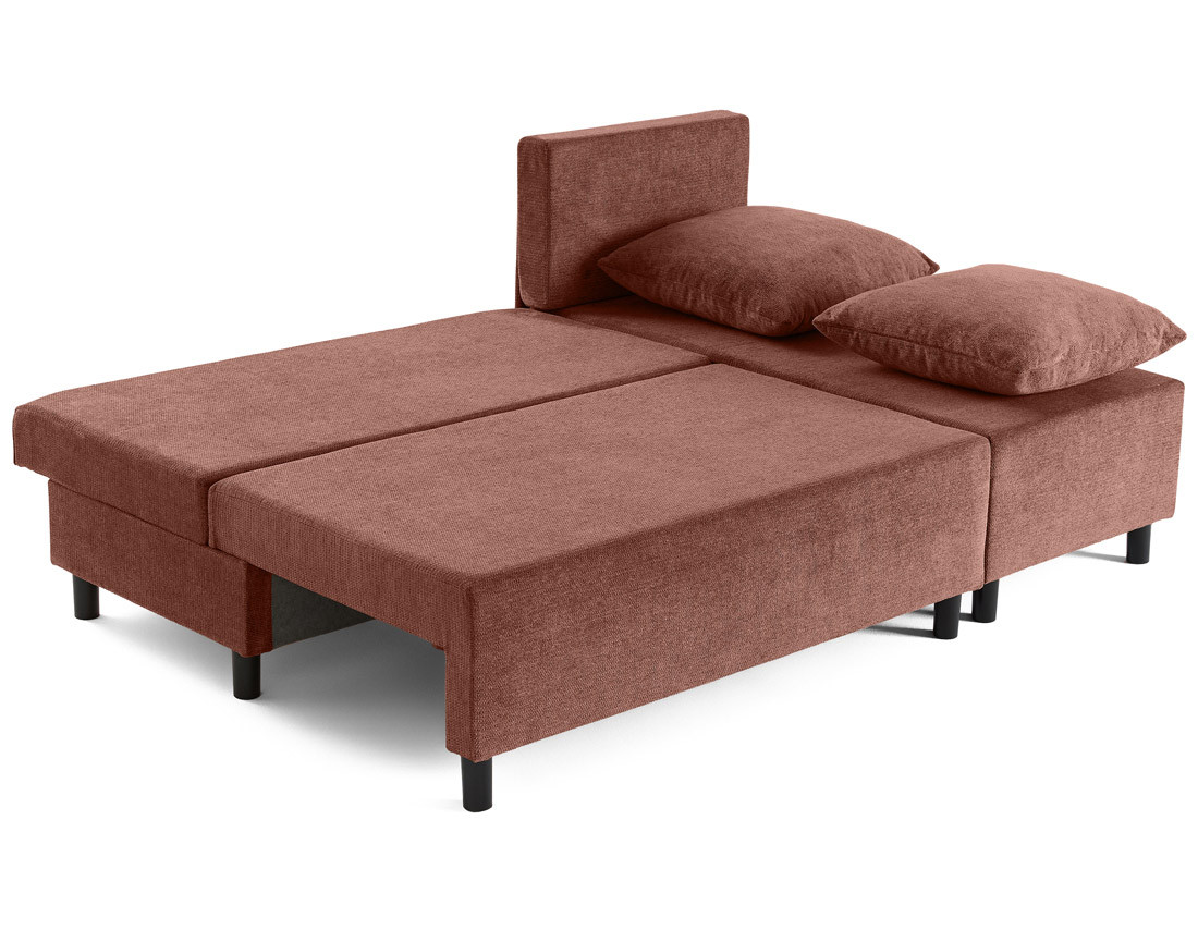 Canapé d'angle réversible 4 places convertible avec coffre en tissu texturé Gloria