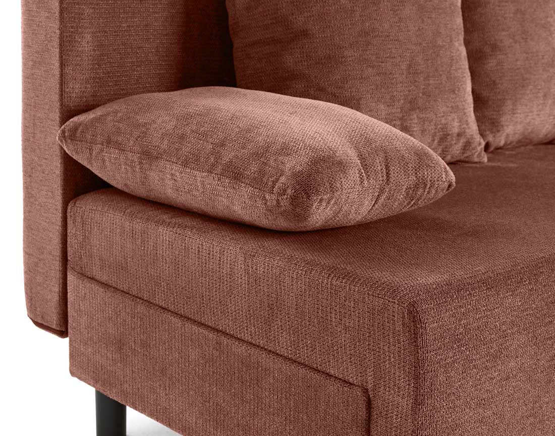 Canapé d'angle réversible 4 places convertible avec coffre en tissu texturé Gloria