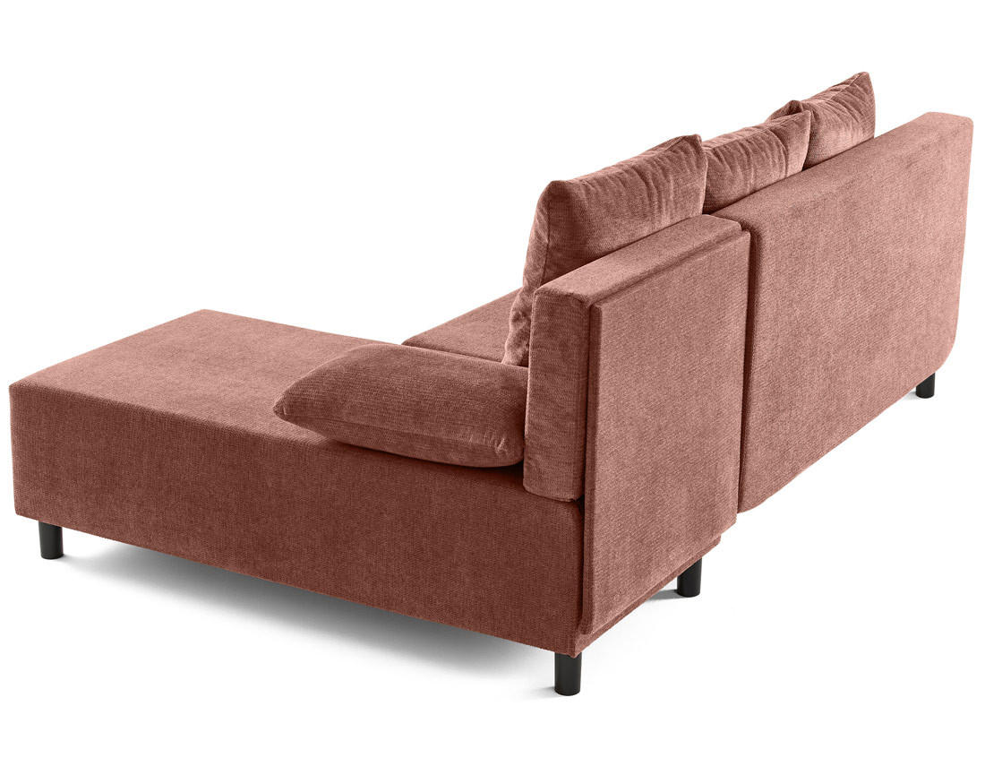 Canapé d'angle réversible 4 places convertible avec coffre en tissu texturé Gloria