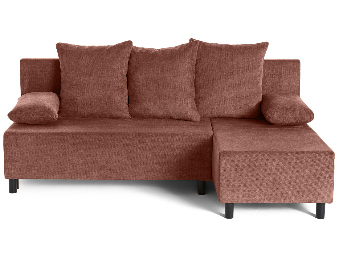 Canapé d'angle réversible 4 places convertible avec coffre en tissu texturé Gloria