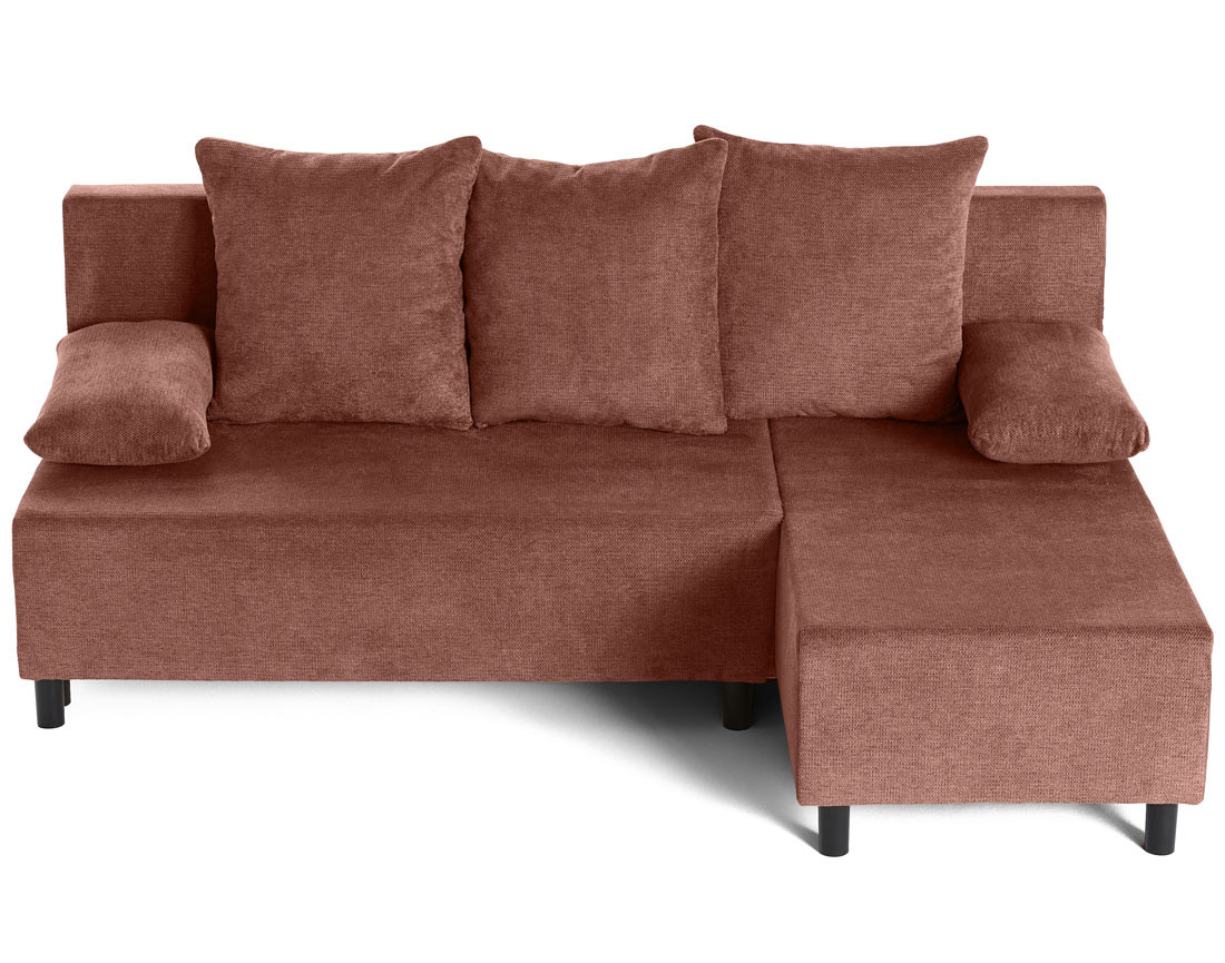 Canapé d'angle réversible 4 places convertible avec coffre en tissu texturé Gloria