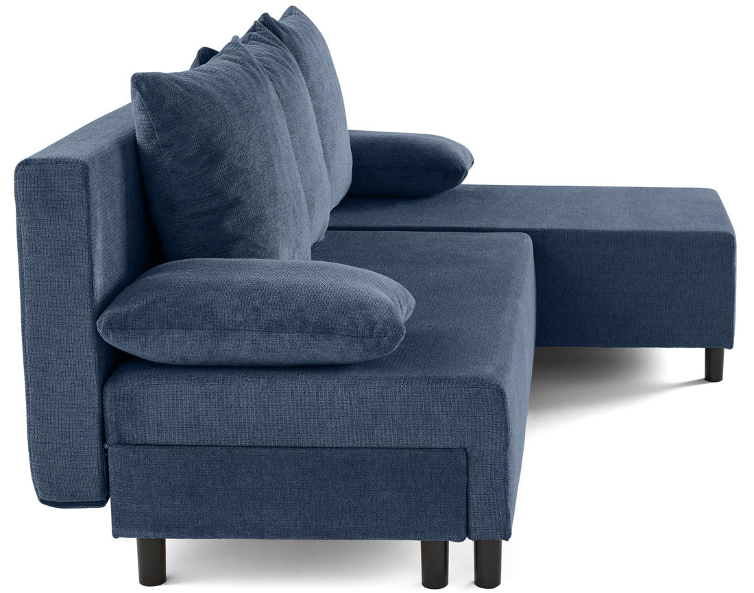 Canapé d'angle réversible 4 places convertible avec coffre en tissu texturé Gloria