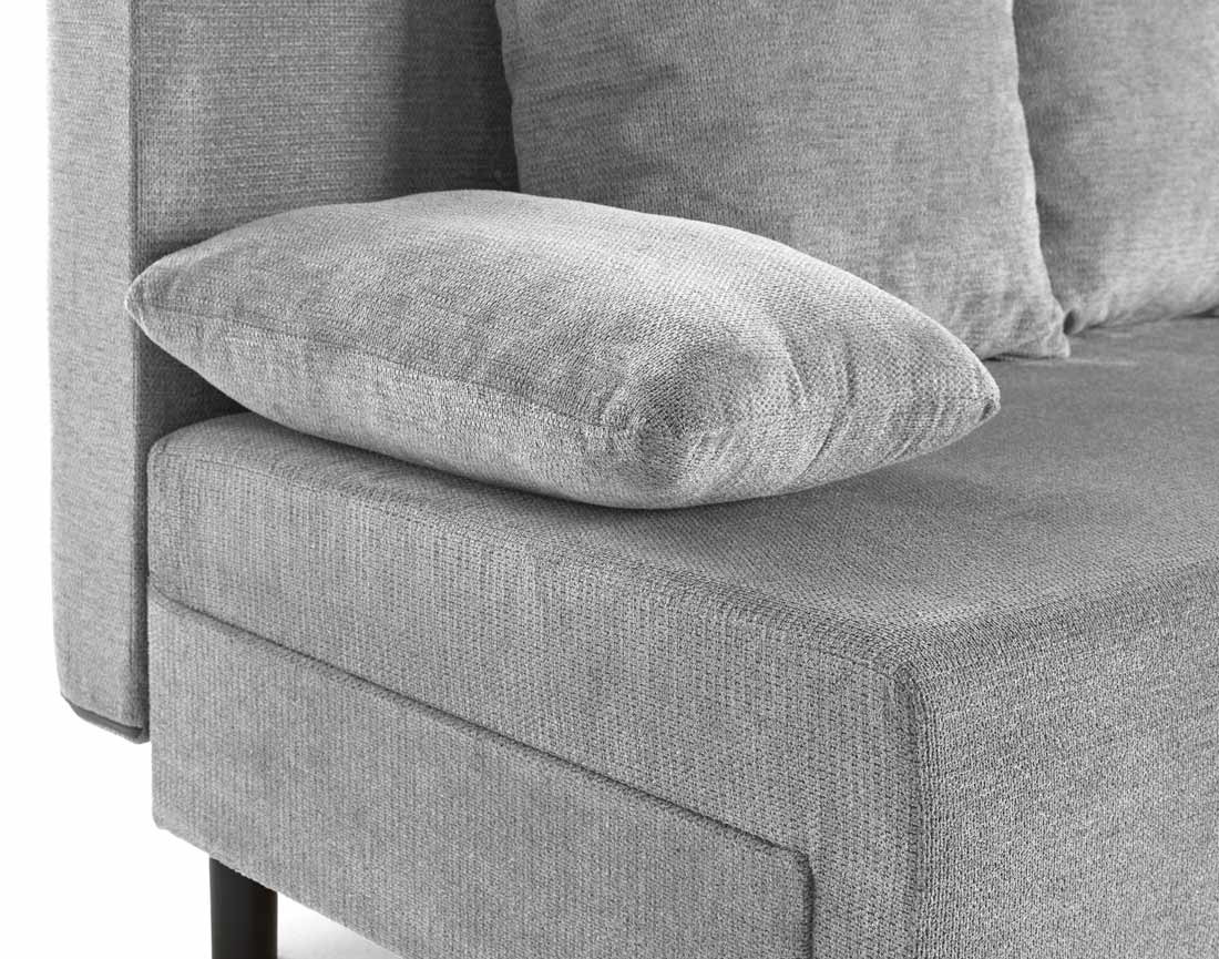 Canapé d'angle réversible 4 places convertible avec coffre en tissu texturé Gloria