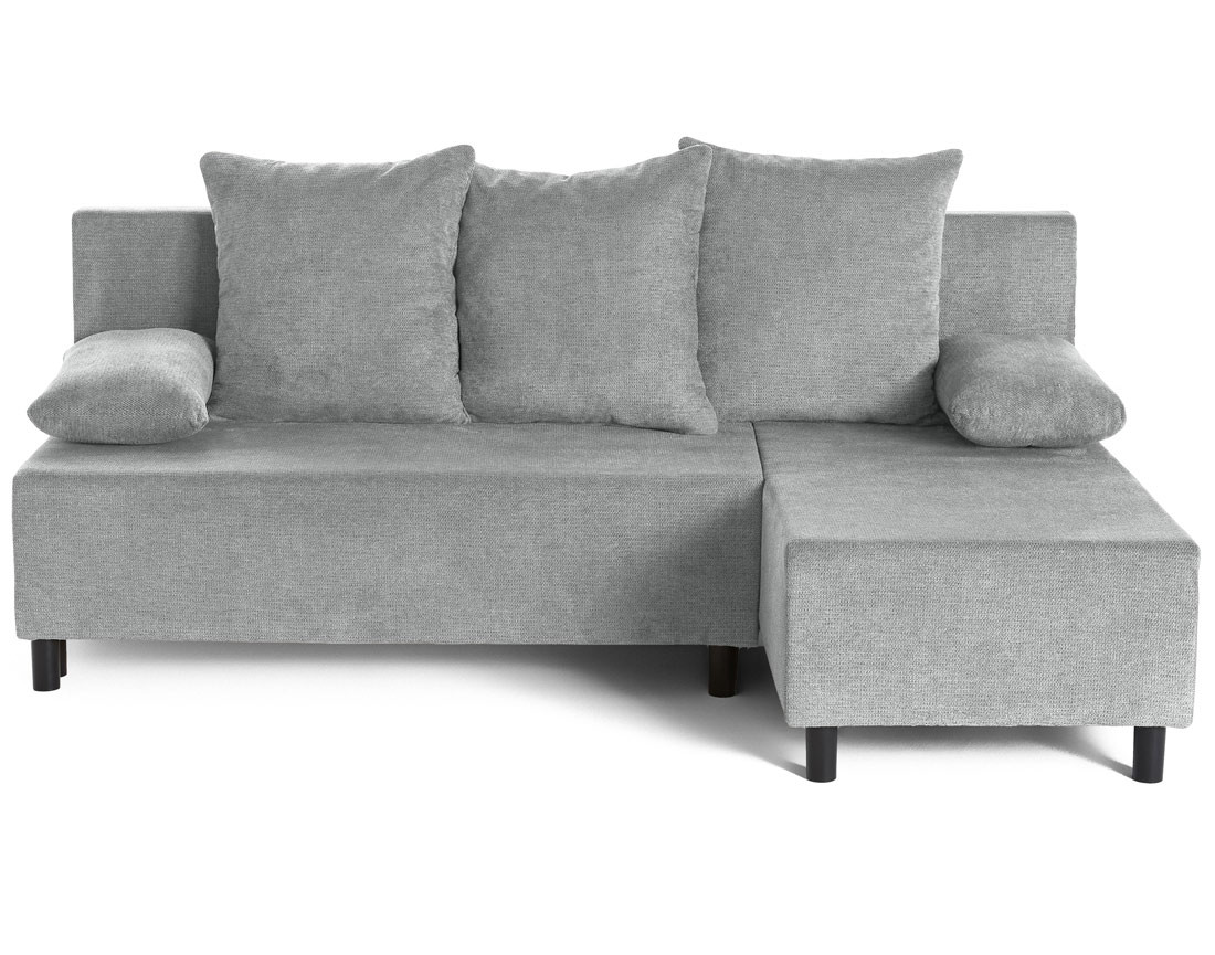 Canapé d'angle réversible 4 places convertible avec coffre en tissu texturé Gloria