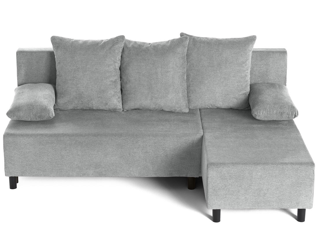 Canapé d'angle réversible 4 places convertible avec coffre en tissu texturé Gloria