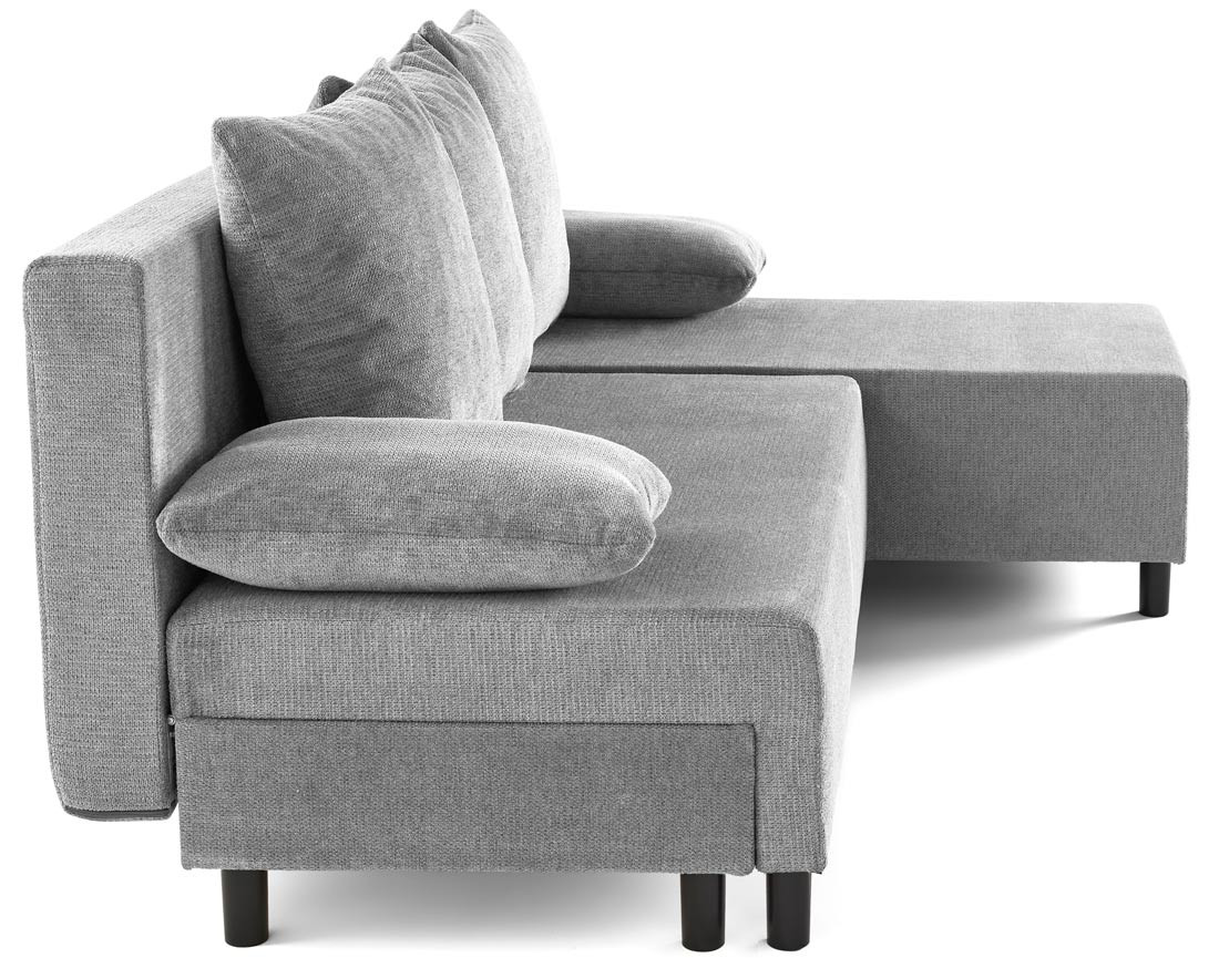 Canapé d'angle réversible 4 places convertible avec coffre en tissu texturé Gloria