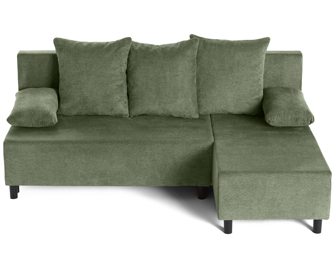 Canapé d'angle réversible 4 places convertible avec coffre en tissu texturé Gloria