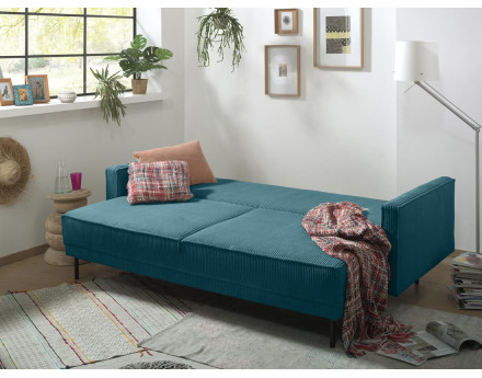 Canapé 3 places convertible avec coffre en velours côtelé Charlie