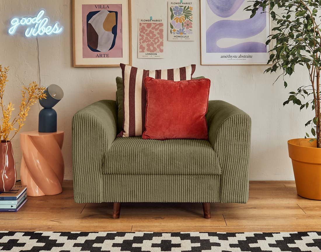 Fauteuil en velours côtelé Rune