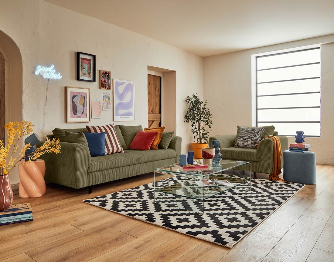 Fauteuil en velours côtelé Rune