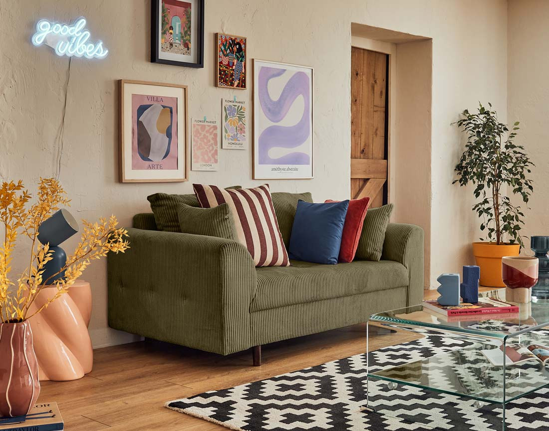 Canapé 2 places en velours côtelé Rune