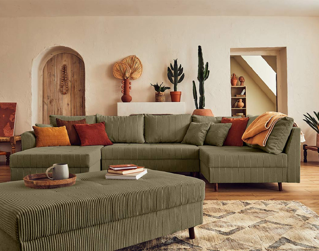 Pouf modulable en velours côtelé - Rune