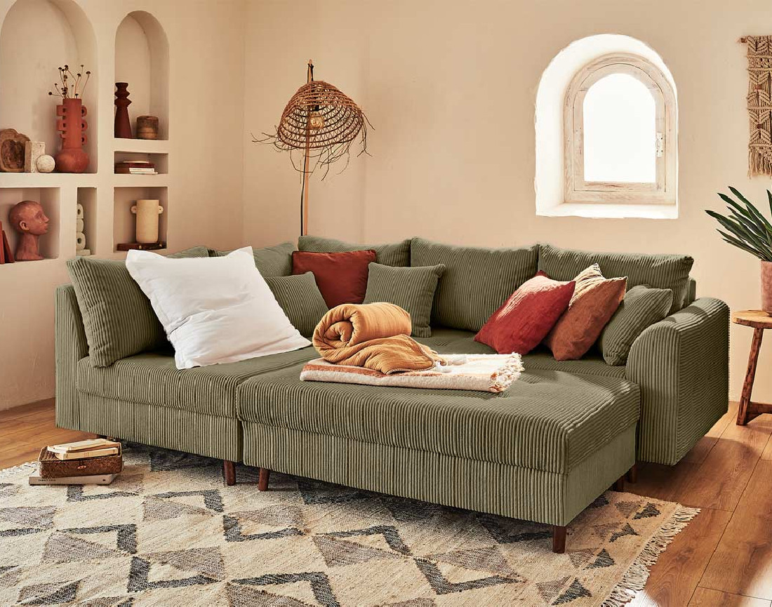 Pouf modulable en velours côtelé - Rune