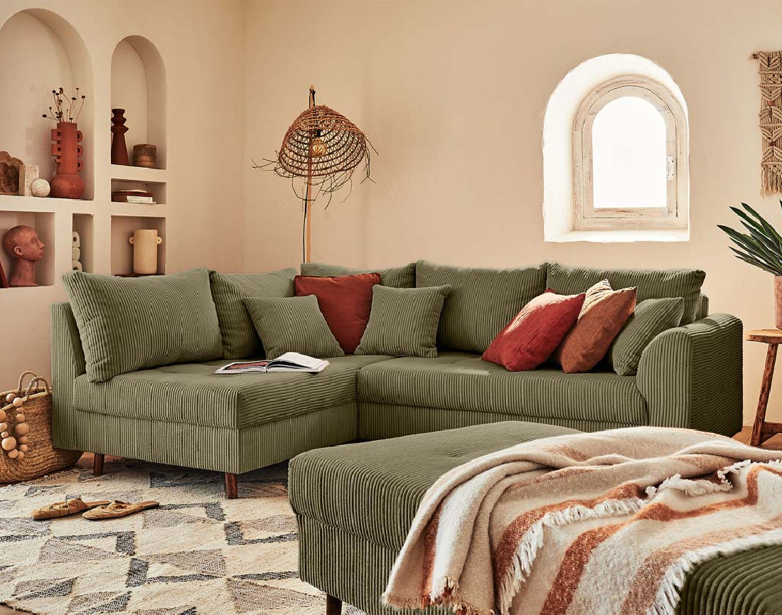 Pouf modulable en velours côtelé - Rune