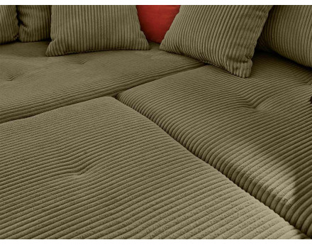 Canapé panoramique d'angle droit 7 places - en velours côtelé - Rune