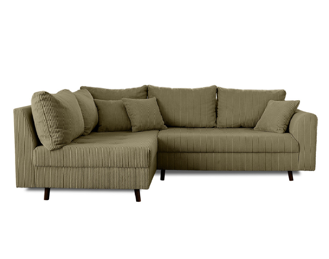 Canapé d'angle gauche - 4 places - en velours côtelé - Rune
