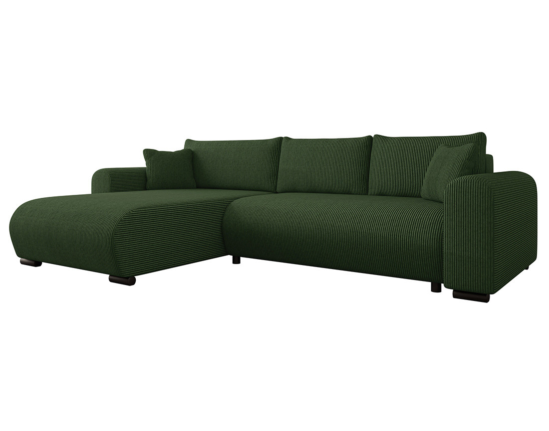 Canapé d'angle réversible 4 places convertible avec coffre en velours côtelé Rosalie