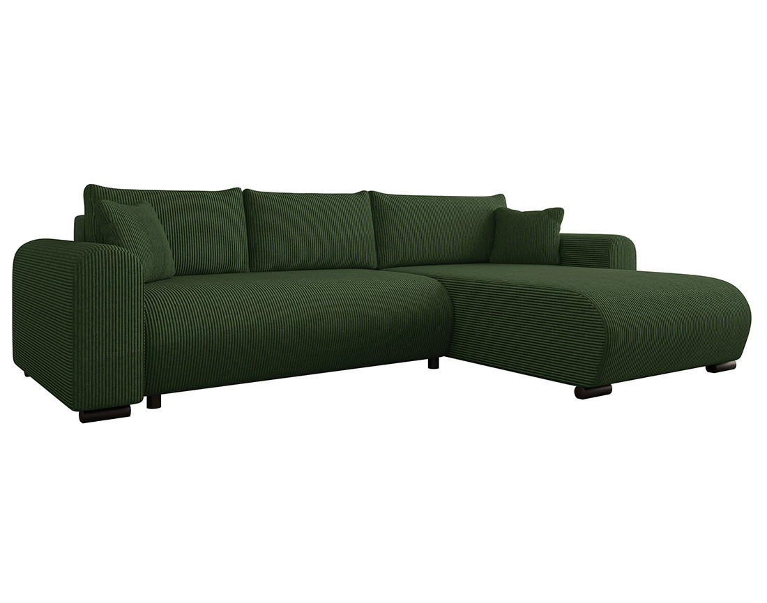 Canapé d'angle réversible 4 places convertible avec coffre en velours côtelé Rosalie