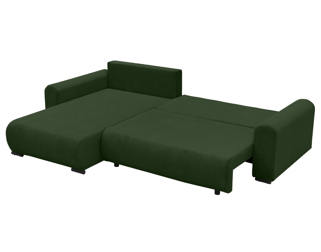 Canapé d'angle réversible 4 places convertible avec coffre en velours côtelé Rosalie