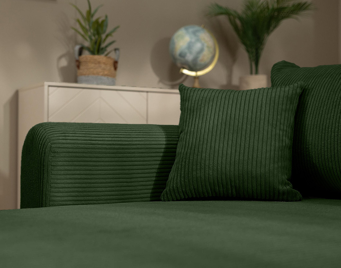 Canapé d'angle réversible 4 places convertible avec coffre en velours côtelé Rosalie