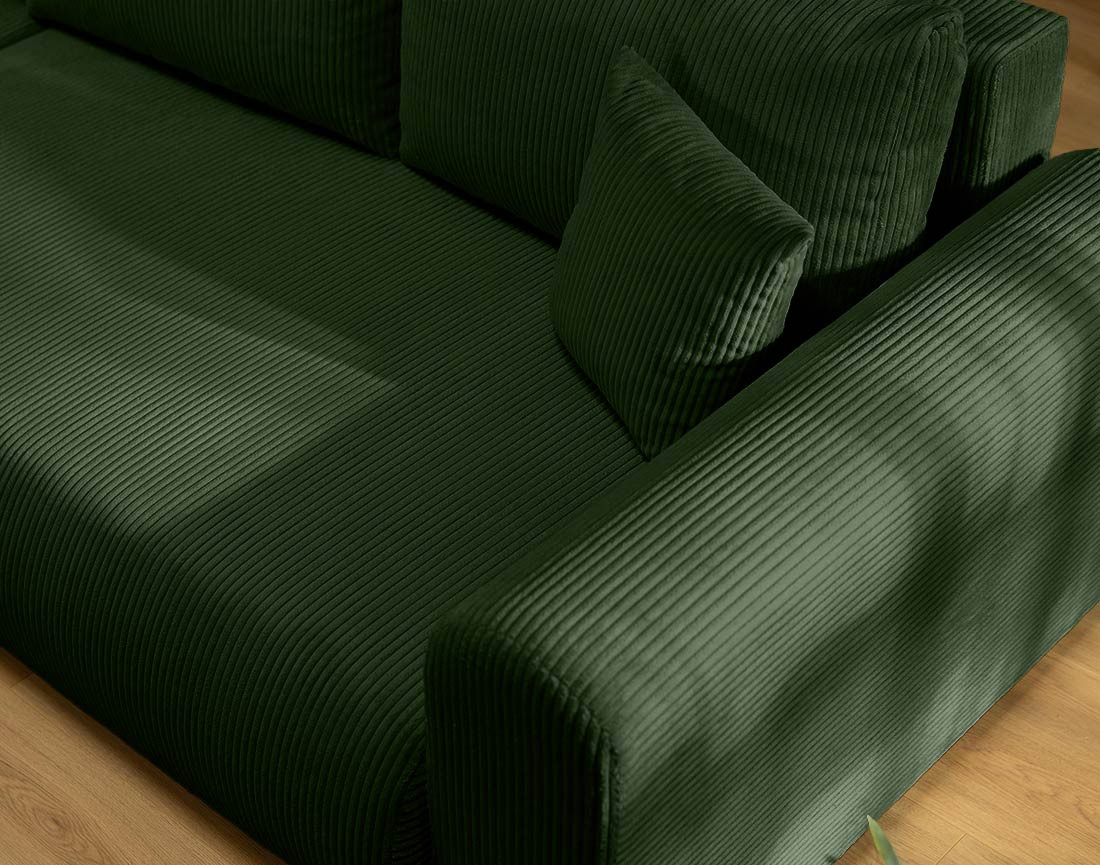 Canapé d'angle réversible 4 places convertible avec coffre en velours côtelé Rosalie