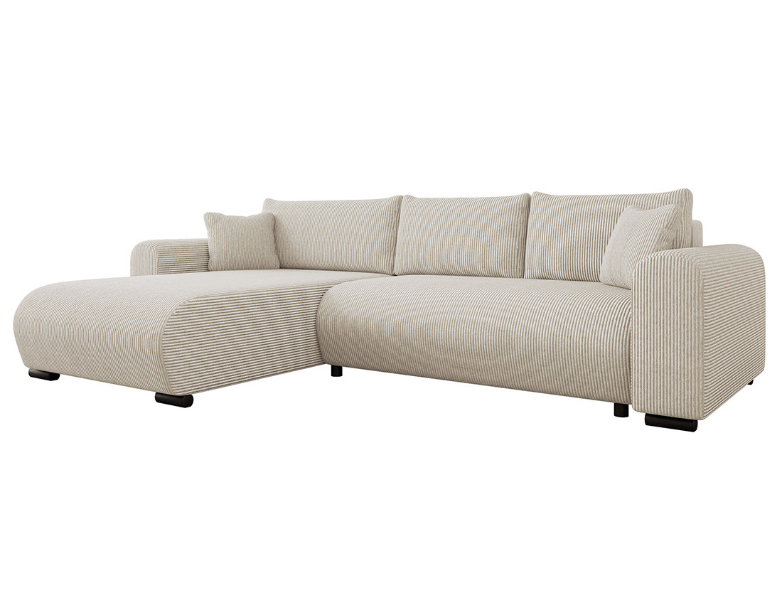 Canapé d'angle réversible 4 places convertible avec coffre en velours côtelé Rosalie