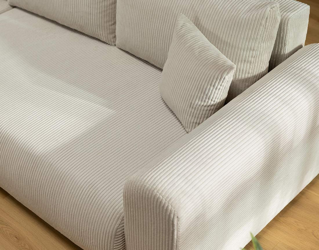 Canapé d'angle réversible 4 places convertible avec coffre en velours côtelé Rosalie