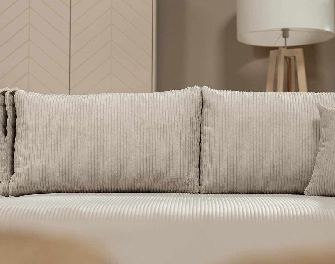 Canapé d'angle réversible 4 places convertible avec coffre en velours côtelé Rosalie