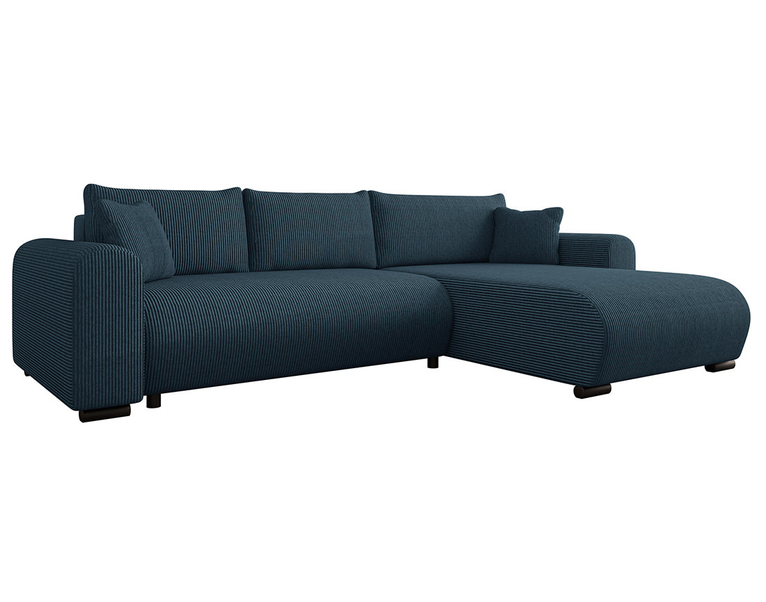 Canapé d'angle réversible 4 places convertible avec coffre en velours côtelé Rosalie