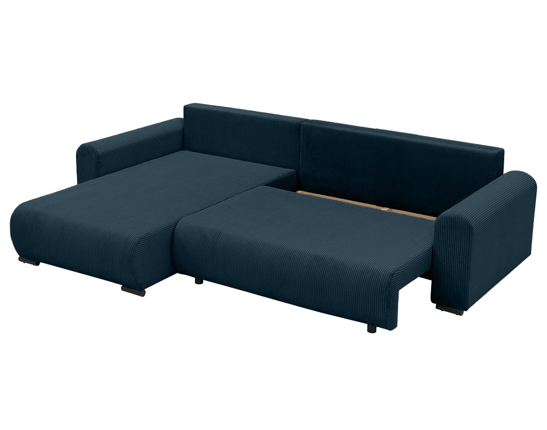 Canapé d'angle réversible 4 places convertible avec coffre en velours côtelé Rosalie