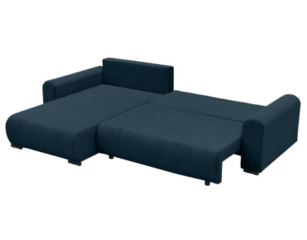 Canapé d'angle réversible 4 places convertible avec coffre en velours côtelé Rosalie