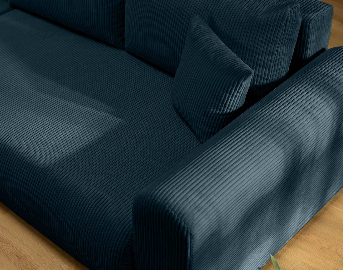 Canapé d'angle réversible 4 places convertible avec coffre en velours côtelé Rosalie