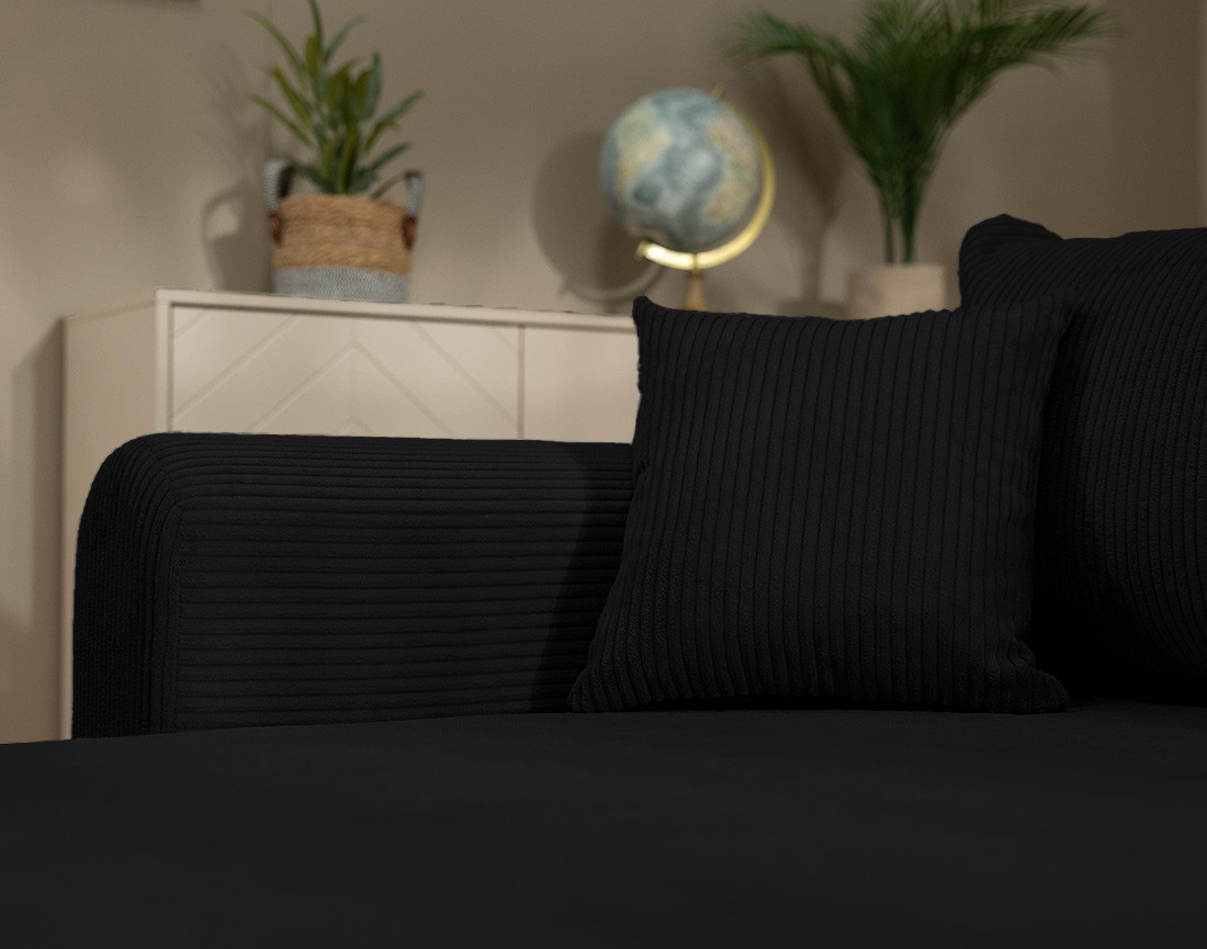 Canapé d'angle réversible 4 places convertible avec coffre en velours côtelé Rosalie