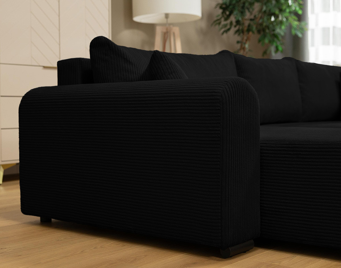 Canapé d'angle réversible 4 places convertible avec coffre en velours côtelé Rosalie