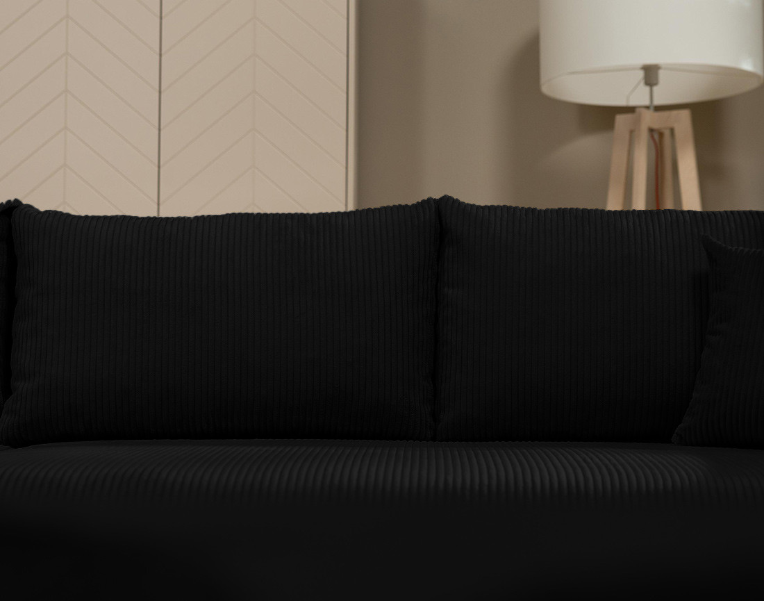 Canapé d'angle réversible 4 places convertible avec coffre en velours côtelé Rosalie