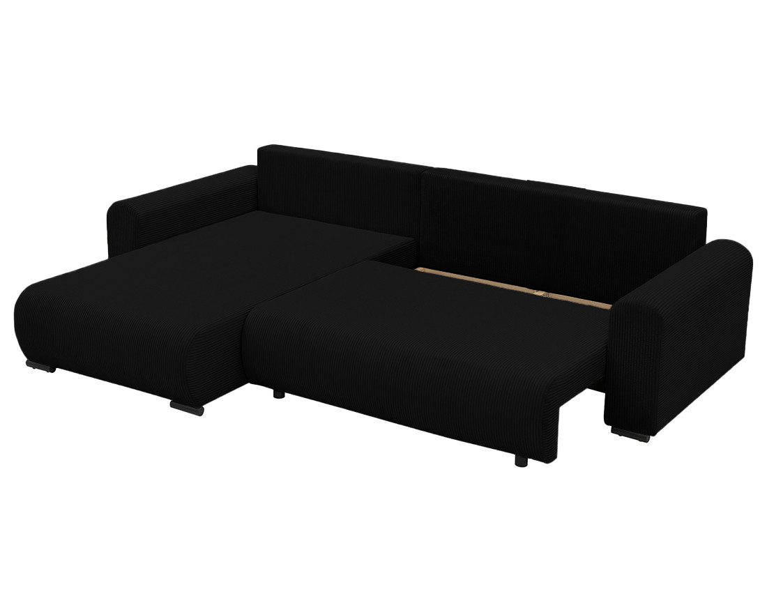 Canapé d'angle réversible 4 places convertible avec coffre en velours côtelé Rosalie