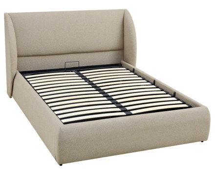 Lit coffre 140x190 cm sommier inclus en tissu Florina