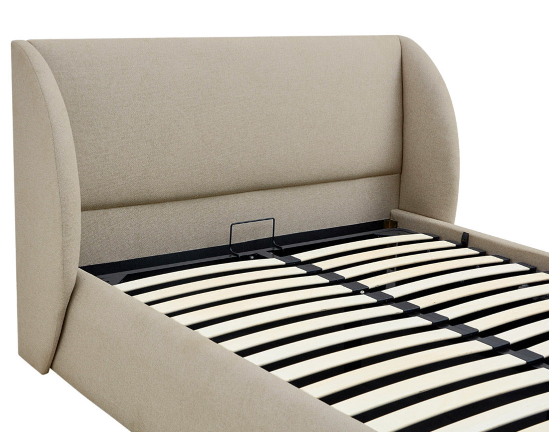 Lit coffre 160x200 cm sommier inclus en tissu Florina