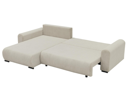 Canapé d'angle réversible 4 places convertible avec coffre en velours côtelé Rosalie