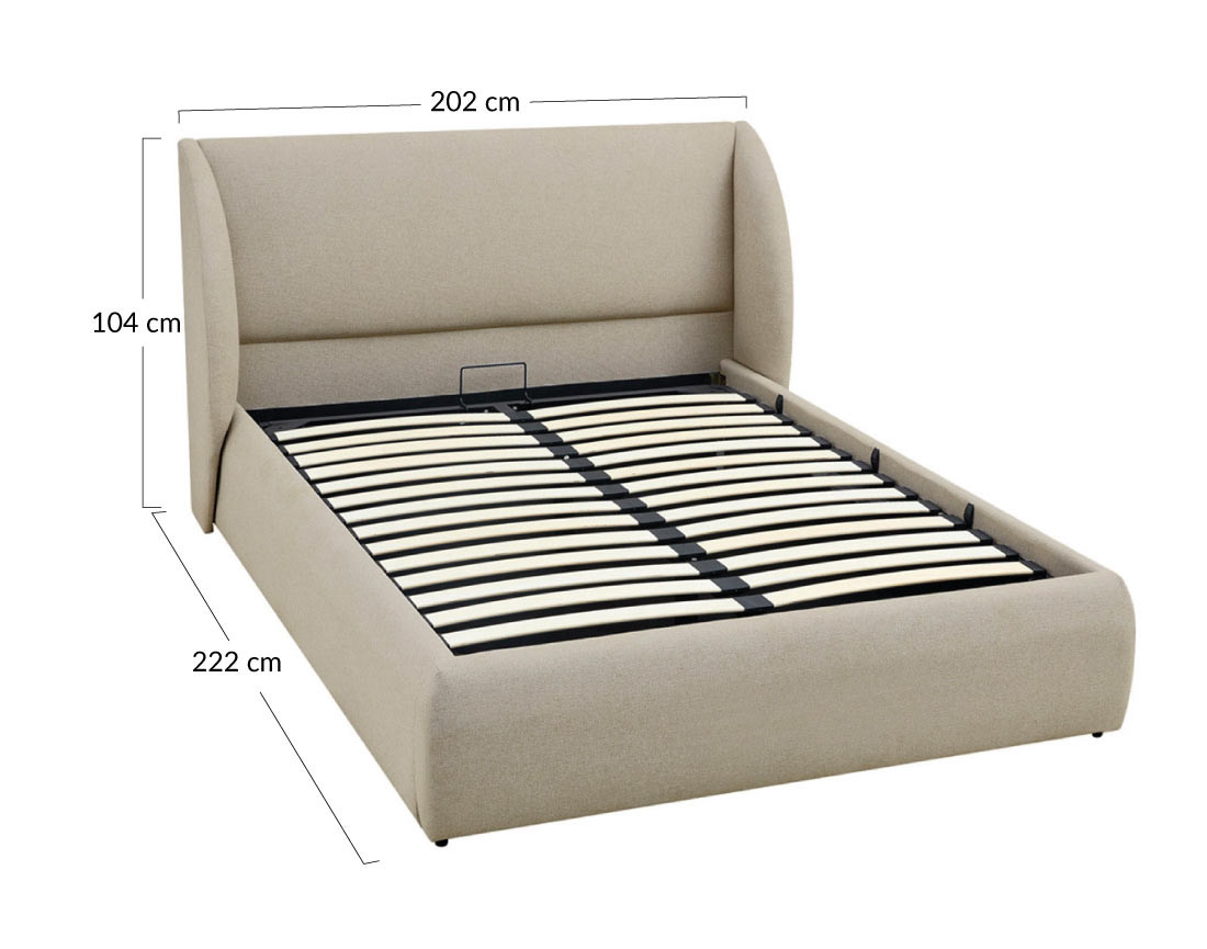 Lit coffre 180x200 cm sommier inclus en tissu Florina